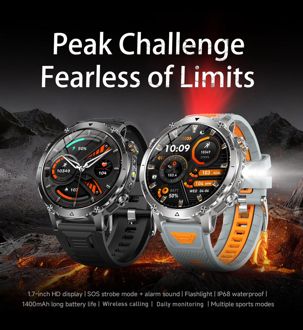 LIGE Men Smart Watch 1400 mAh 1.7 Inch Screen Bluetooth Call Voice Assistant Watch Sport Fitness IP68 Waterproof Smartwatch 2026