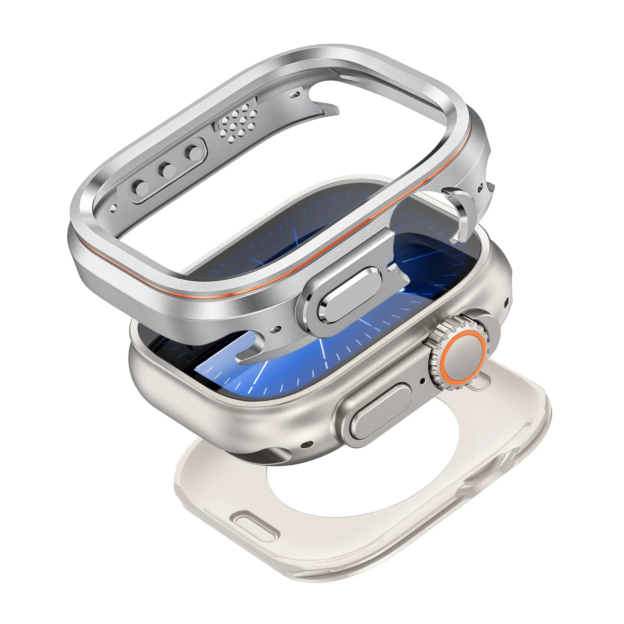Halo Style Case for Apple Watch Ultra 2 3 49mm Metal Alloy Cover Hard Bumper for IWatch Ultra Full Protector Natural Black Color