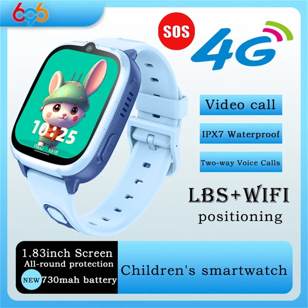 696 Kids Smartwatch 4G Network Video Call LBS WIFl Positioning Voice Calls Waterproof Children Smart Watch Calculator Student
