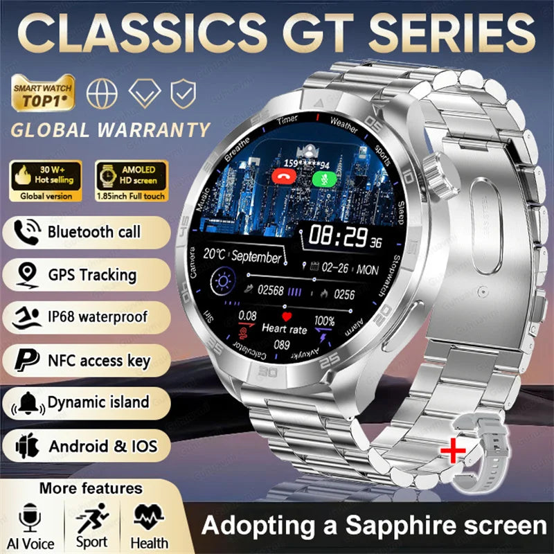 2026 Smart Watch Always display AMOLED NFC Bluetooth Call GPS trajectory Waterproof Health Sport Smartwatch Men for Android iOS