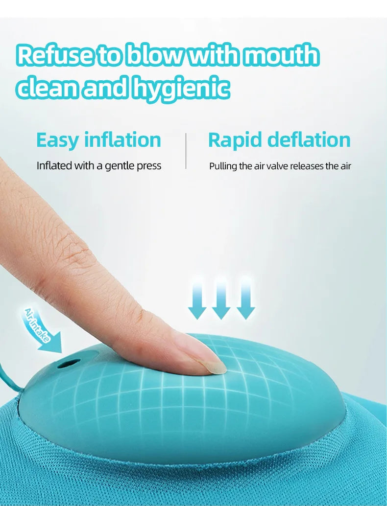 Triangular Travel Pillow Inflatable Office Neck Lumbar Support Pillow Thickened flocking Leg Rest Pillow for Air Travel