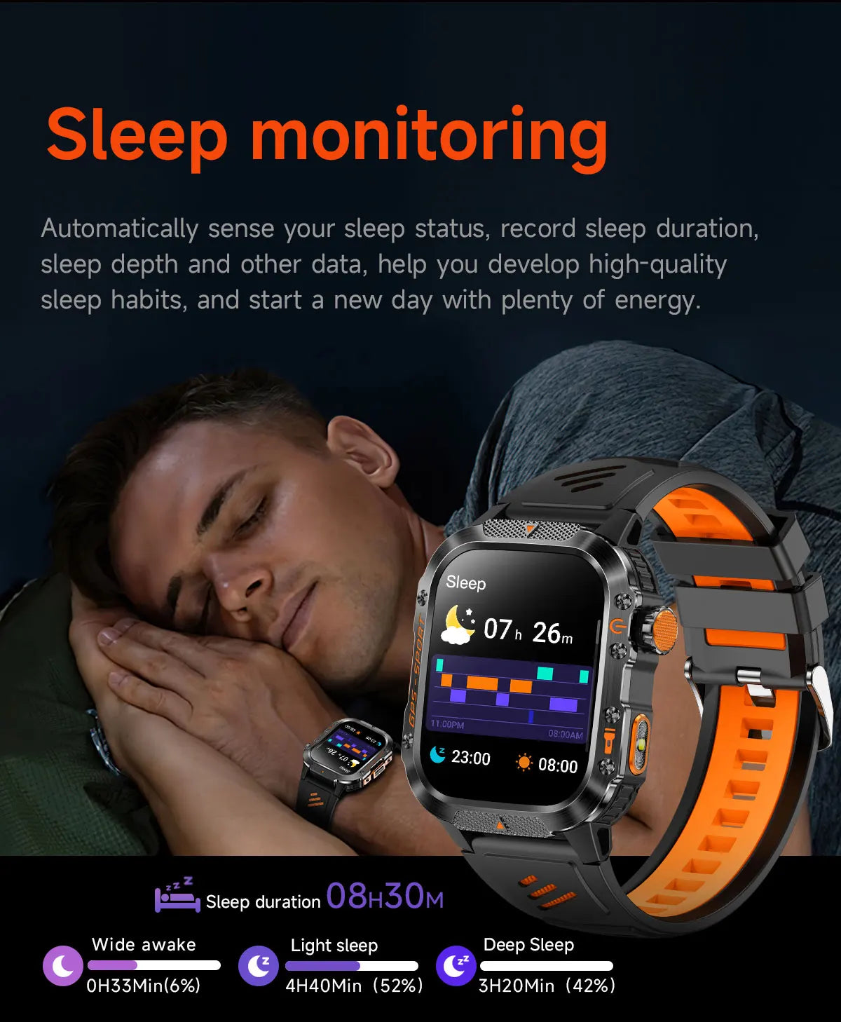 New Military Smartwatch Real GPS Compass Outdoor Smart Watch 3ATM Waterproof Sports Watches for Man Woman Electronics Clock 2025