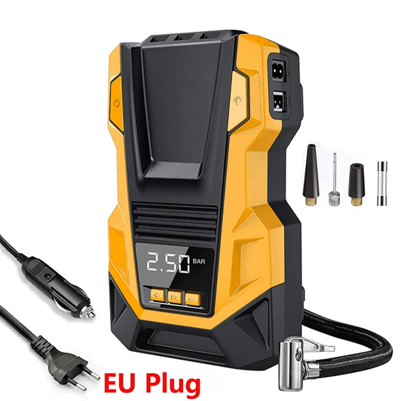 Car Tire Inflator Portable Air Compressor 150PSI Digital Air Pump AC220/110V DC12V With LED Light for Car Motorcycle Bicycle