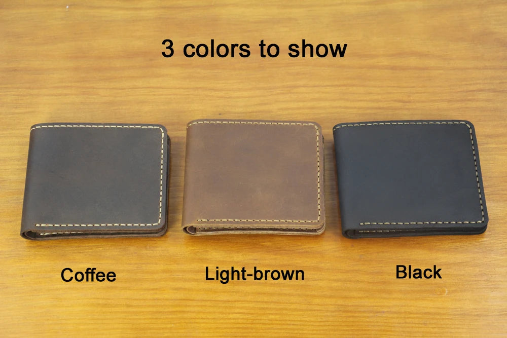 Luxury Handmade 100% Genuine Leather Men Wallet Purse Short Money Clip with Coin Pocket Male Money Bag Multi-Card Wallet Vintage
