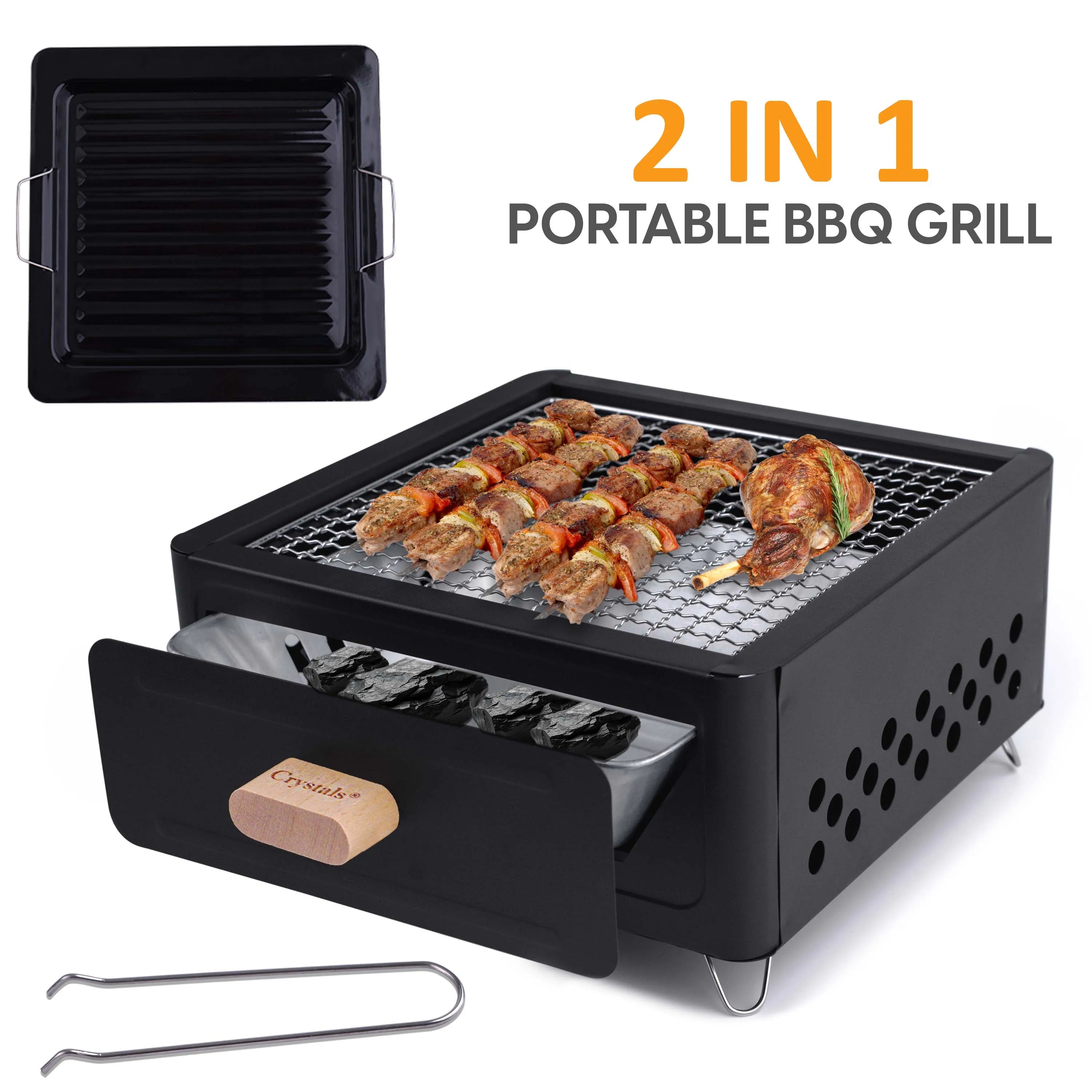 skPortable BBQ Grill, Folding Tabletop Charcoal Barbecue Grill, Foldable Stainless Steel BBQ Grill for Camping, Garden, Travel, Picnic, Outdoora