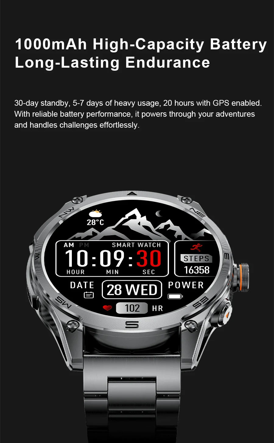 T-Rex 3 ULtra Military Grade 1000mAh Battery Smart Watch 10ATM Waterproof GPS call AMOLED HD Men 100+Sports 2025 New Smart watch