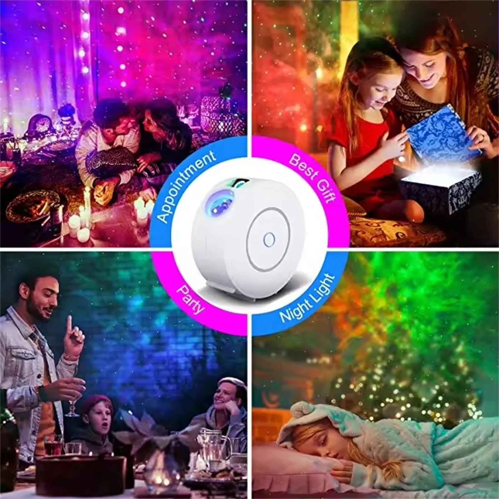 Tuya WiFi Intelligent Aurora Galaxy Starry Sky Projector Intelligent Voice Control System APP Control Projector LED Lights Gift