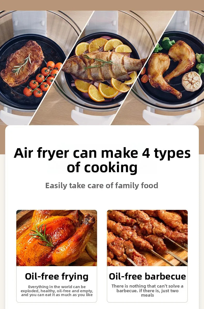 Visual Air Fryer New Household 17L Large Capacity Multi-Functional Glass Electric Fryer French Fries Machine