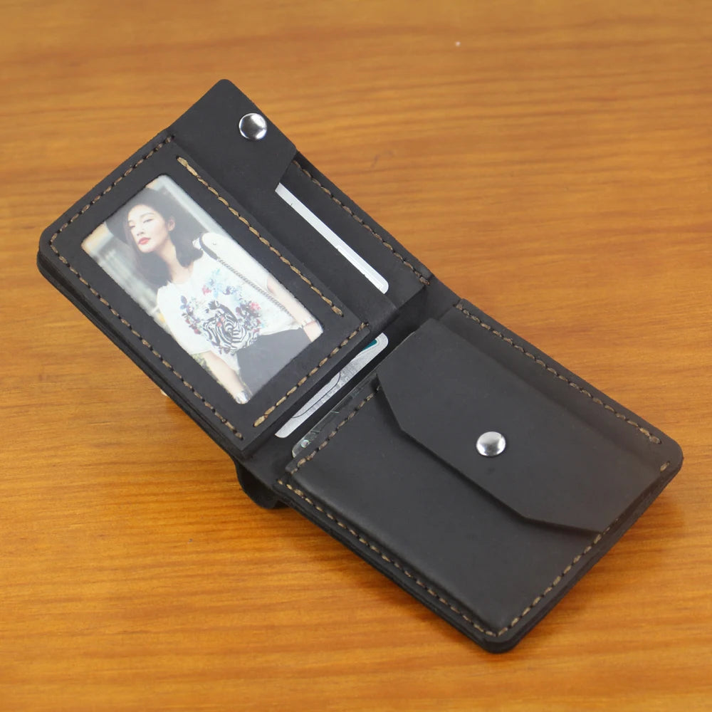 Luxury Handmade 100% Genuine Leather Men Wallet Purse Short Money Clip with Coin Pocket Male Money Bag Multi-Card Wallet Vintage