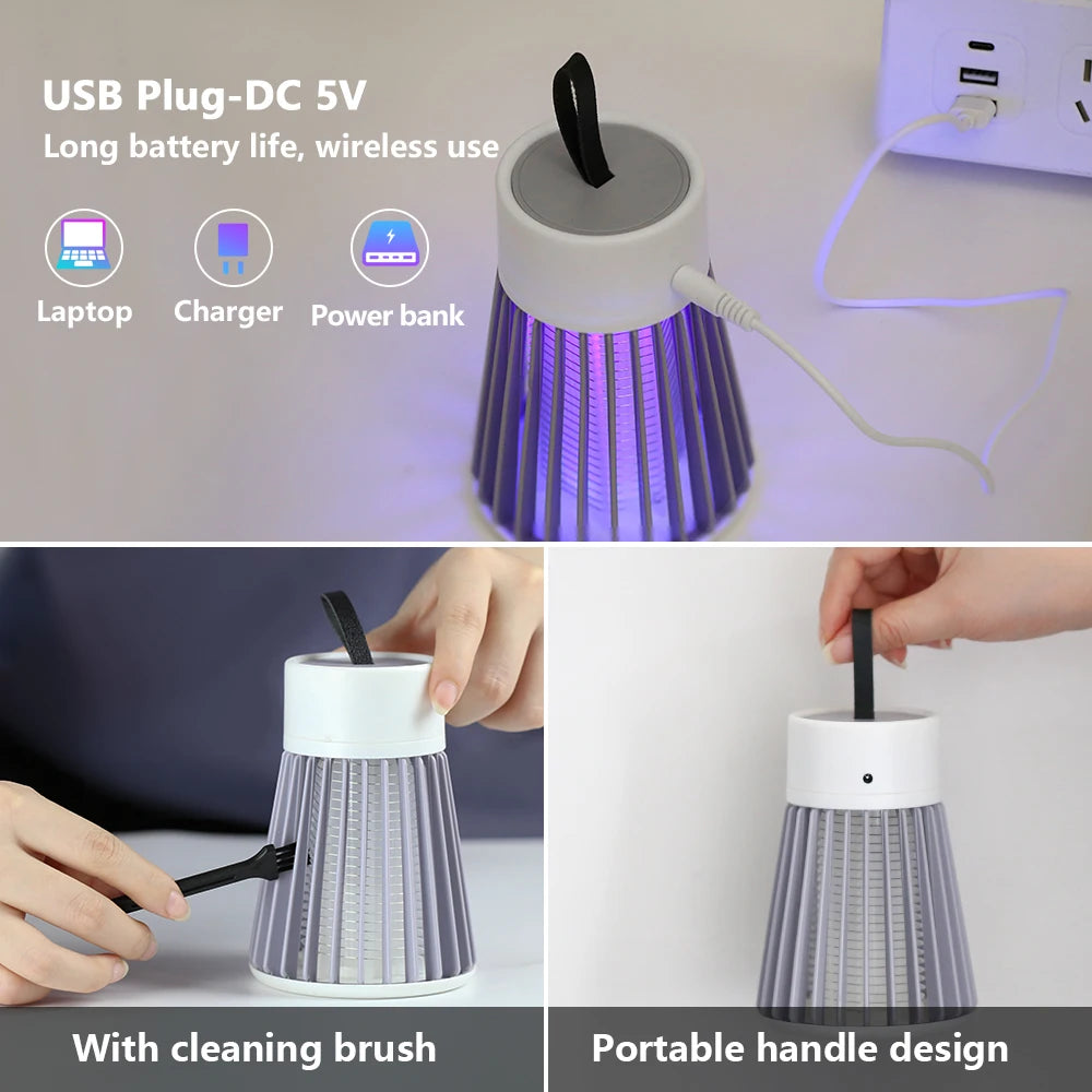 Mosquito Killer Lamp Electric Insect Zapper 2-in-1 USB Bug Trap with LED Light for Bedroom Outdoor Camping Wasps Gnats