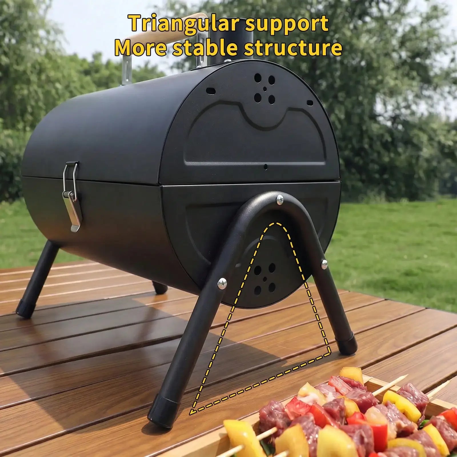 Portable Charcoal Grill - Compact Double Grill with Grill Plate for Camping, Picnics and Garden Use
