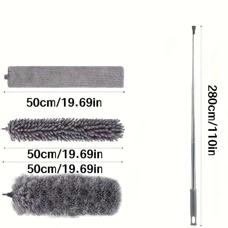4Pcs Dusting Brush Extendable Feather Duster Telescopic Dust Brush Household Electrostatic Dusting Brush for High Ceilings, Fans, Cobwebs, Reusable Lightweight Cleaning for Curtains and Ceiling Fans