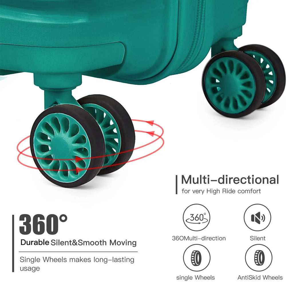 Kono Luggage 4-Piece Lightweight Polypropylene Hard Shell Suitcase Set with TSA Locks & Spinner Wheels - 14"/20"/24"/28"