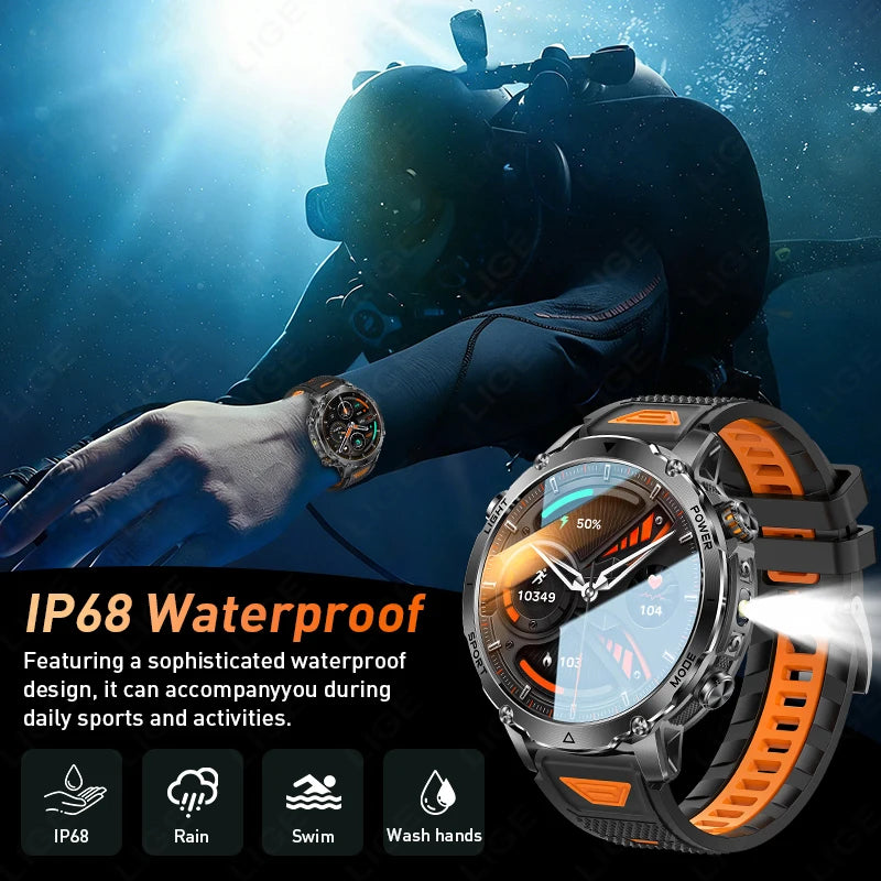 LIGE Men Smart Watch 1400 mAh 1.7 Inch Screen Bluetooth Call Voice Assistant Watch Sport Fitness IP68 Waterproof Smartwatch 2026