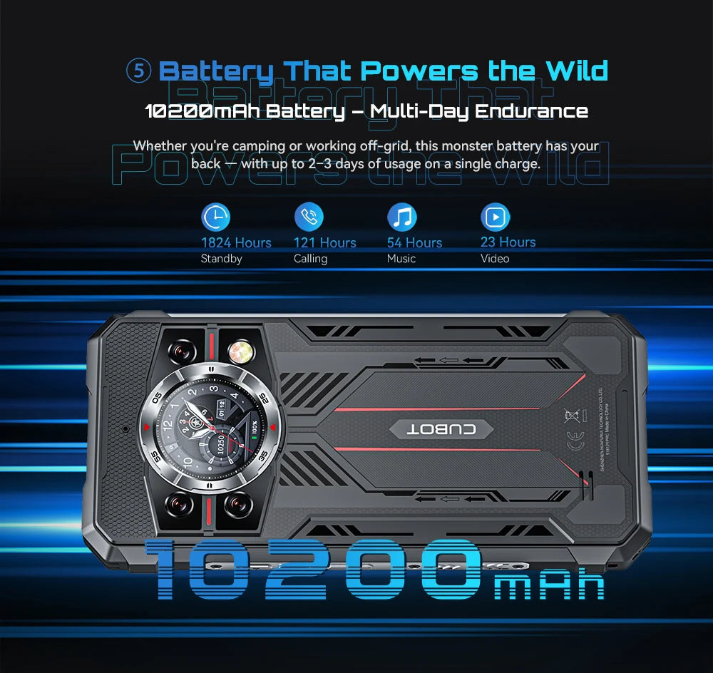 Cubot Rugged Smartphone 5G King Kong 11, Android 15, Up to 32GB RAM+256GB ROM, 108MP Camera, 10200mAh, Dual Screen, MTK7025,6nm