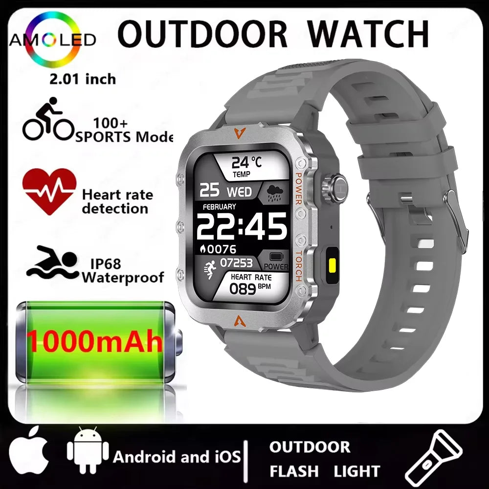 2026New Military GPS Smart Watch Men Bluetooth Call Sleep Health Monitoring LED Flashlight AI Voice Sports Waterproof Smartwatch