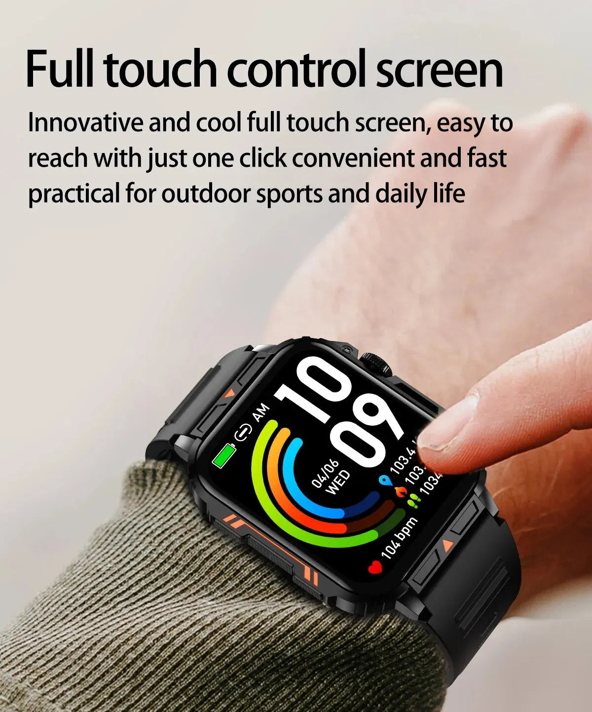 2025 New Rugged Military Sports Smart Watch 1.95 inch 300mAH Bluetooth Fitness Tracker reloj hombre Smarthwhatch For Android IOS