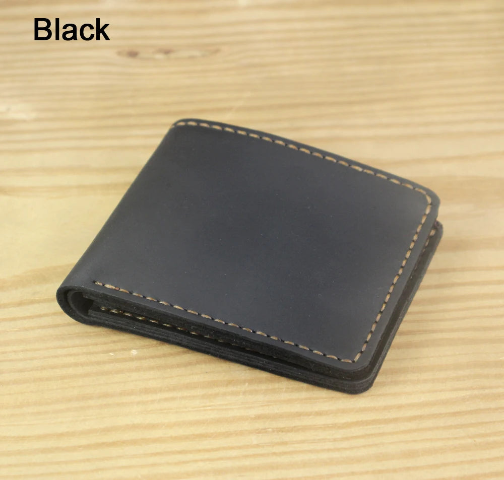 Luxury Handmade Genuine Leather Men Wallet Bifold Purse Male Wallets Short Money Clip Vintage Leather Money Bag with zip pocket