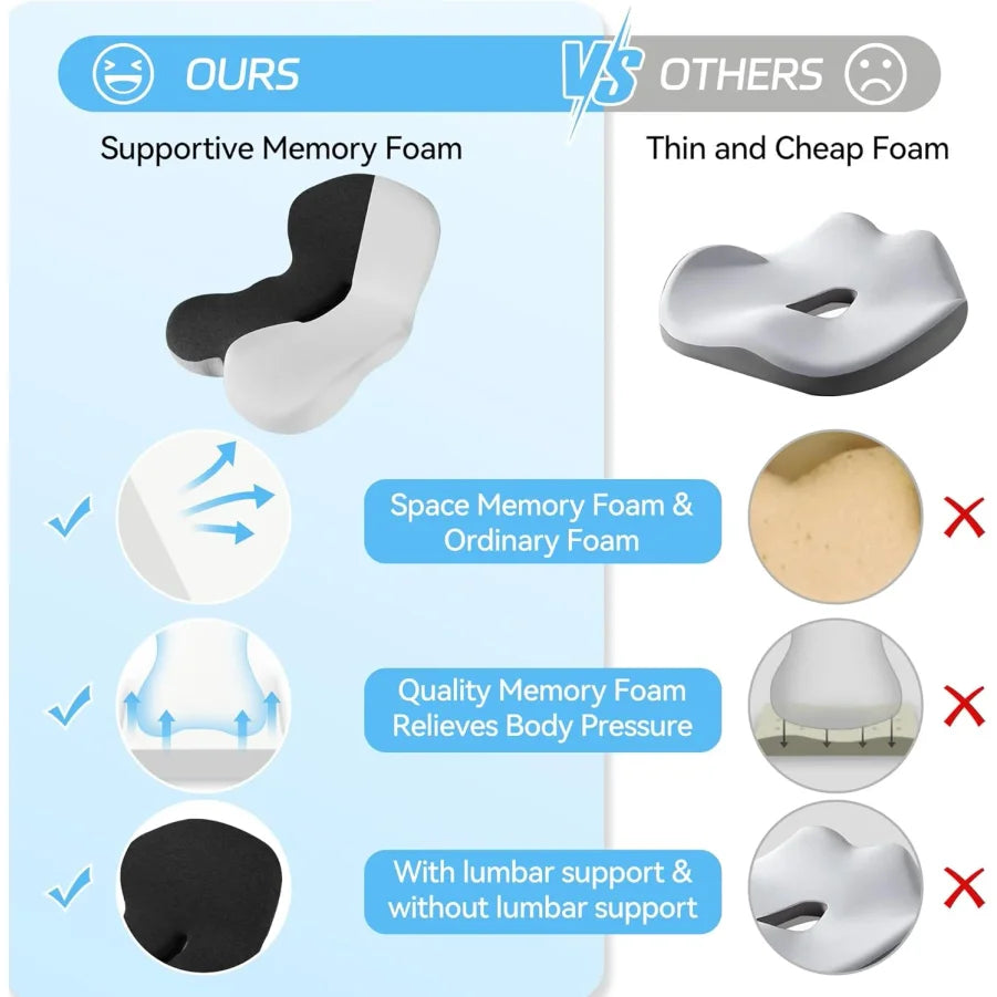 FULLHOT Memory Foam Cushion Interior Accessories Pillow Car Seat Waist Pillow Lumbar Support Office Pillow Chair Cushion