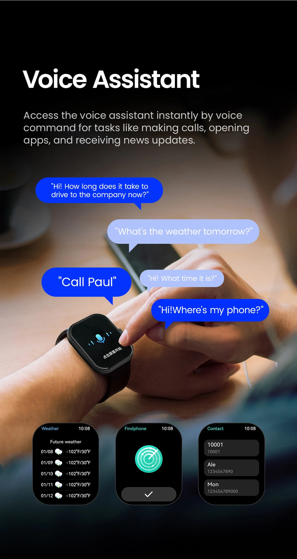 HAYLOU Watch S6 Smartwatch 2.01" HD Display Smart Watch Bluetooth Voice Callings IP68 Waterproof Fitness Tracking Smartwatch