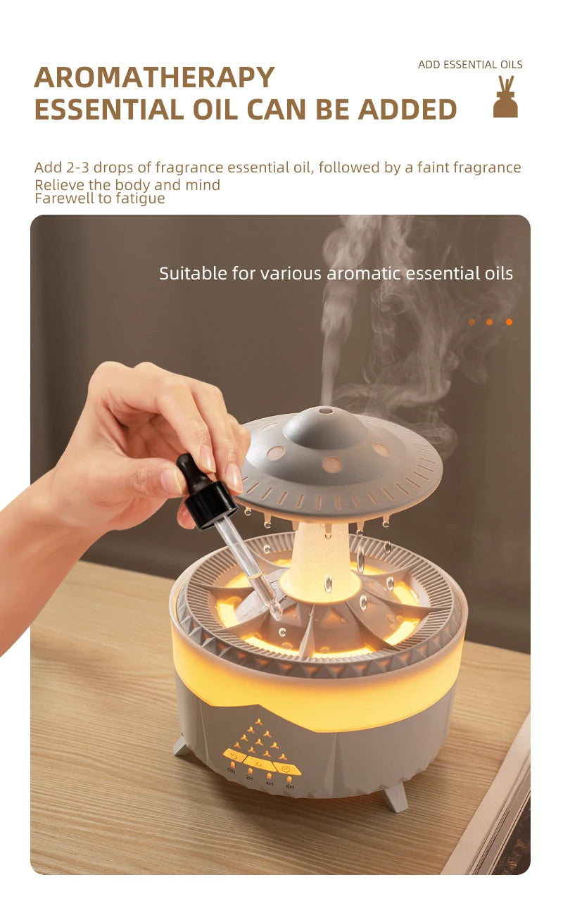 UFO Raindrop Humidifier Water Drop Air Humidifier USB Aromatherapy Essential Oils Aroma Air Diffuser Household Mist Maker Home D