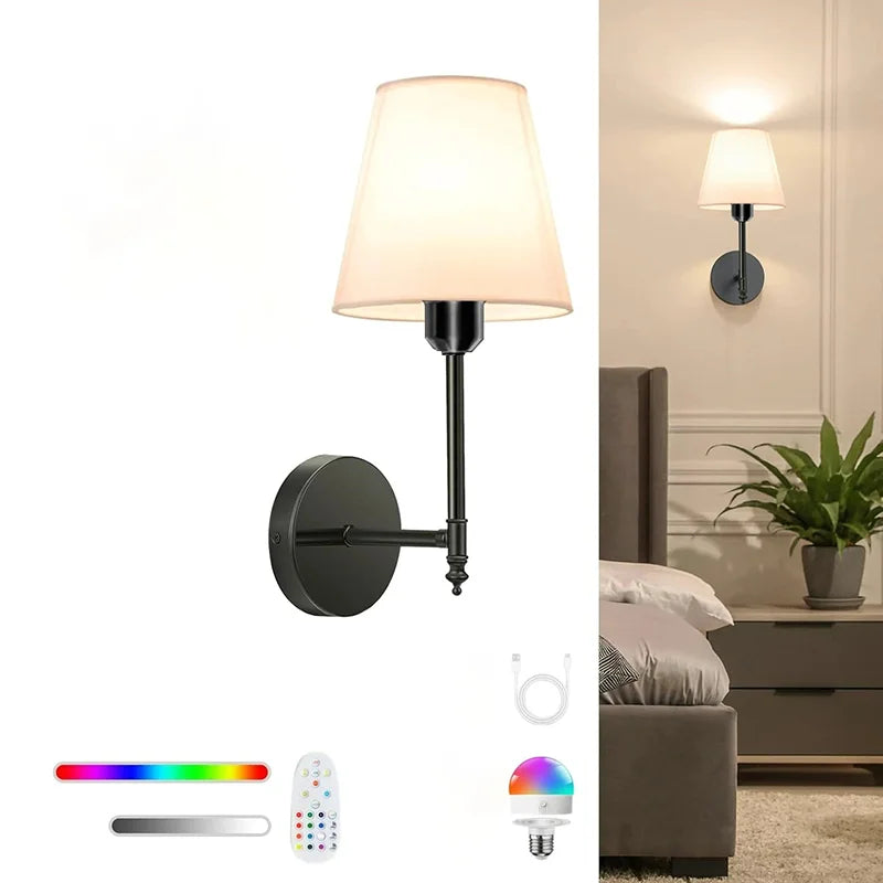 Wiring Free Rechargeable Wall Lamp 4000Mah Dimmable 15 Colors Detachable Bulb Remote Control for Bedroom Living Room Lighting