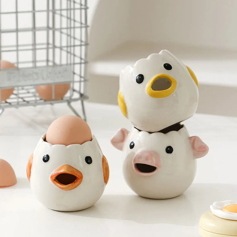 Egg White Separator Cartoon Shaped Ceramic Egg Yolk Separator Household Baking Tool Egg Liquid Filter