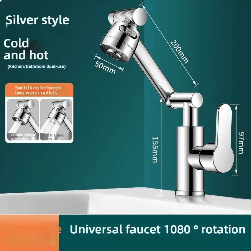 1080° Swivel Kitchen Sink Faucet Bathroom Sink Faucet Basin Faucet Multifunction Cold and Hot Water Tap