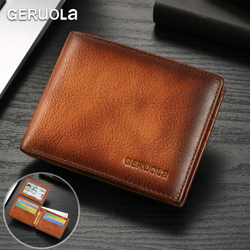 2526 Bestseller Short-style wallet crafted from genuine top-grain cowhide leather Features RFID blocking technology Card slot de