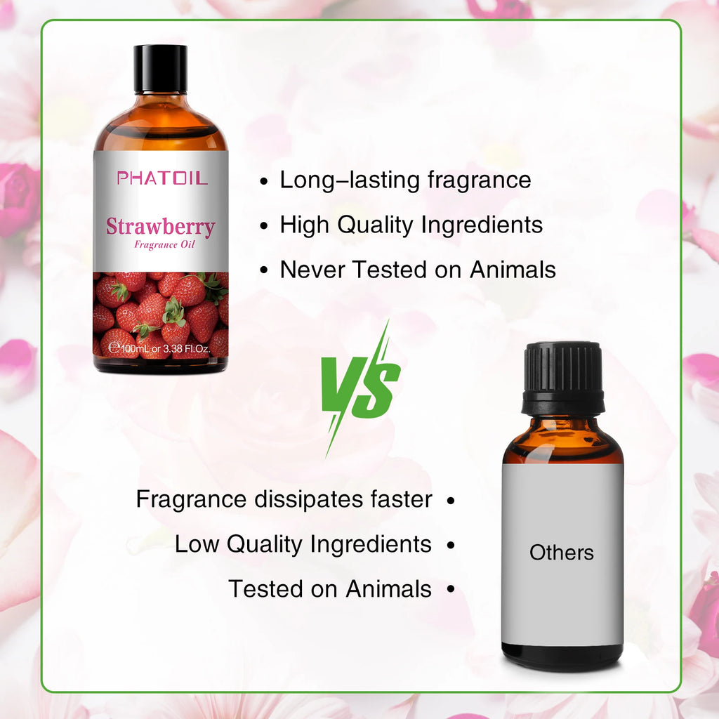 PHATOIL 100ml Fruity Fragrance Oil for Diffuser Candles Making -Coconut & Vanilla Strawberry Lemon Peach Aroma Essential Oils