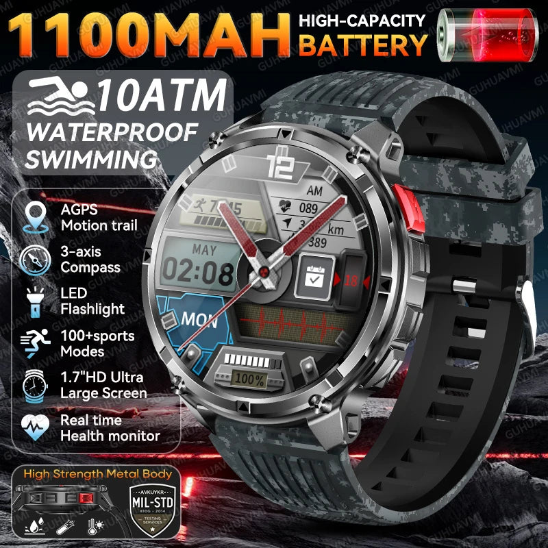 2026 New T-Rex 3 Pro Smart Watch 1100mAh Long Battery Dual-Band GPS 10ATM Waterproof Military Grade Sports Outdoor Smartwatches