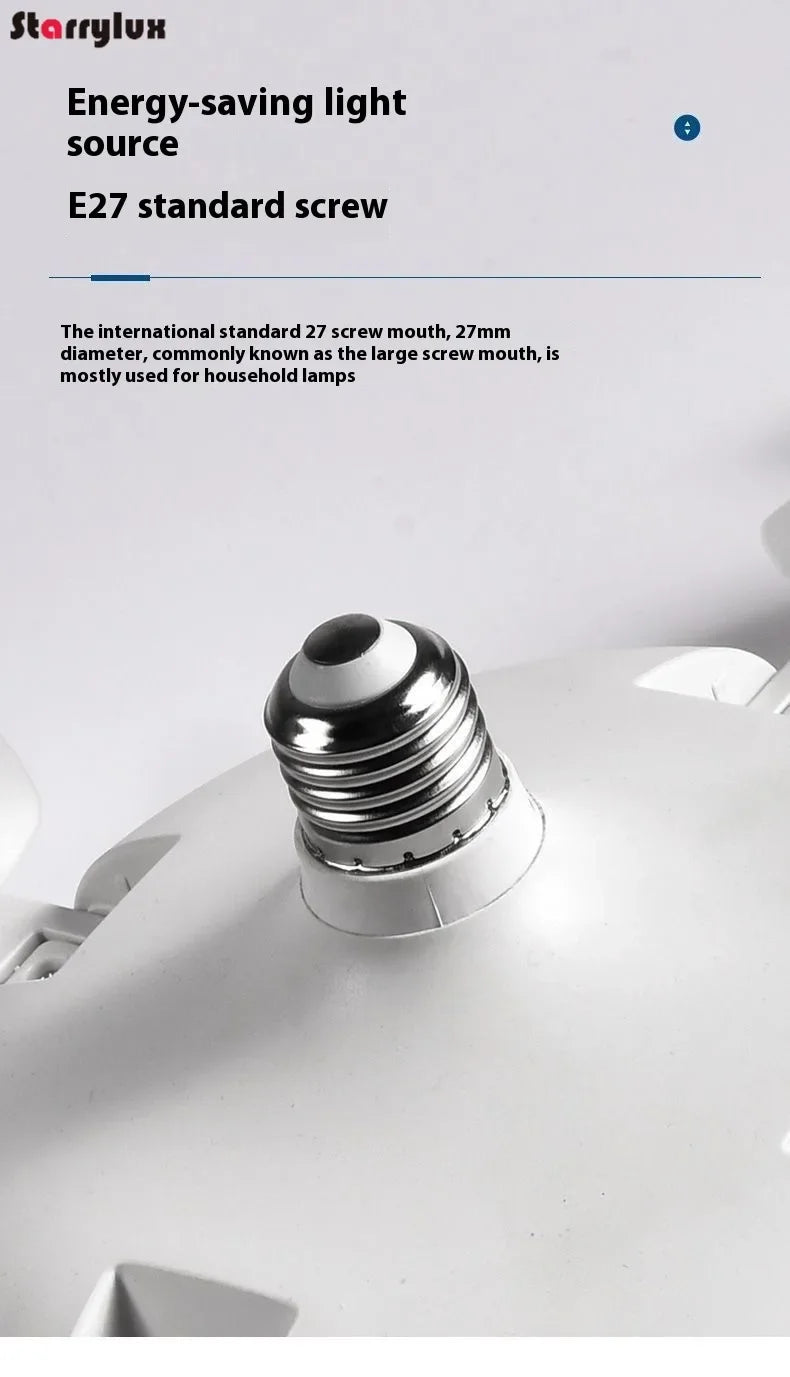 LED Smart Silent Fan Light with E27 Screw Creative 3/4/5 Head Remote-Controlled 3-Speed Adjustable for Home Living Room Bedroom