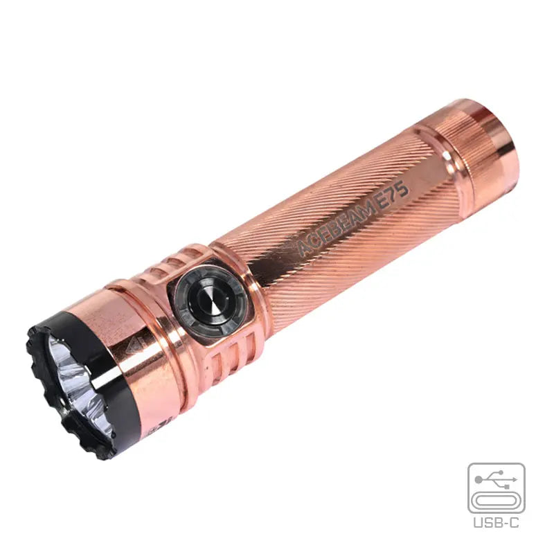 ACEBEAM E75 Quad-Core LED Flashlight USB C Rechargeable Torch With 21700 Battery 4500LM 260M Flashlights Powerful Defense Strobe