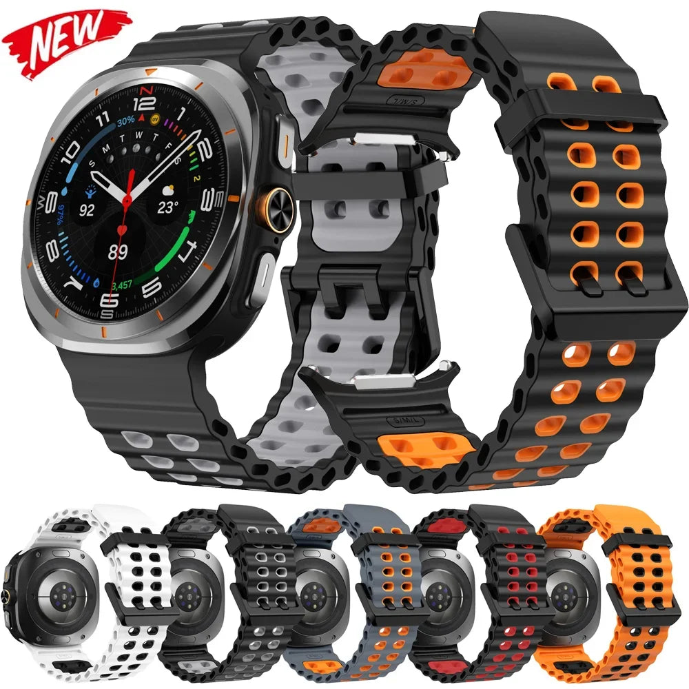 Ocean Silicone Strap for Samsung Galaxy Watch Ultra 47mm Sports Breathable Bracelet Wristband For Galaxy Watch Ultra 47mm Correa