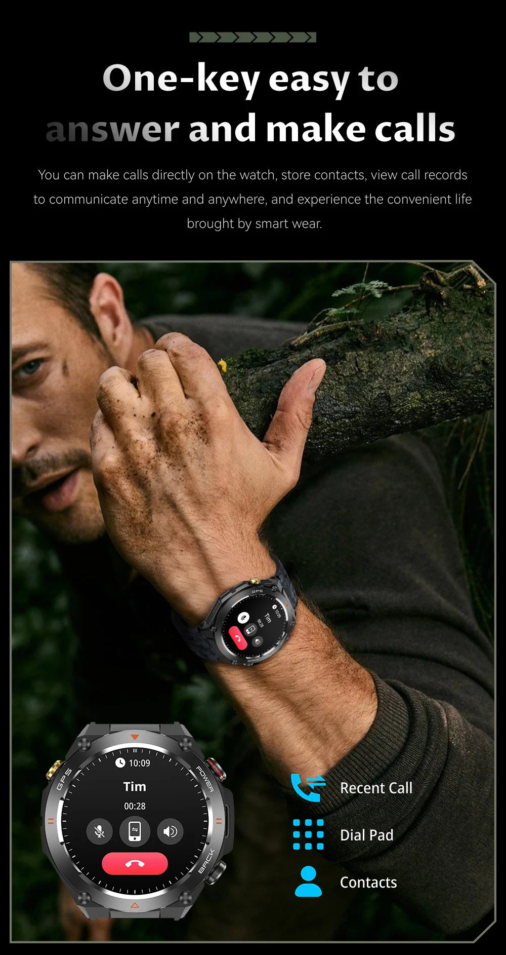 2024 COLMI V75 GPS Smart Watch 1.45" Ultra HD Display Built-in GPS & Compass Make/Receive Phone Calls Smartwatch 650mAh Battery