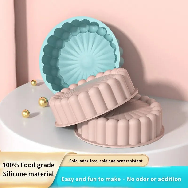 1PC Silicone Cake Pan Multi-Functional Round High Temperature Resistant DIY Baking Mold