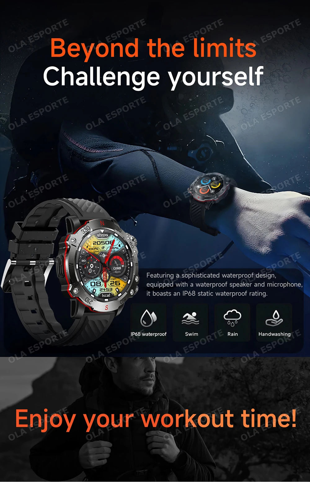 GPS Smart Watch 5ATM Waterproof Built-in Dual-band GNSS GPS Motion trajectory Military Sport Smartwatch Men 2025 New For Android