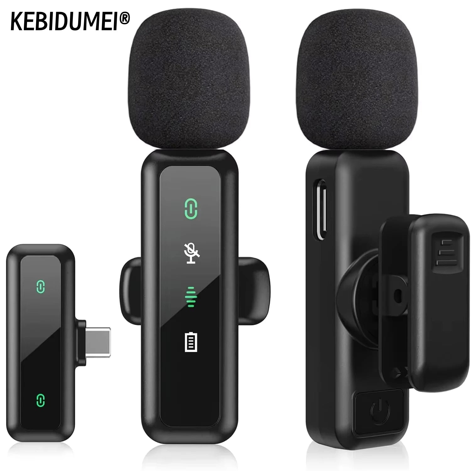 Lavalier Wireless Microphone 80mAh Rechargeable Battery Clip-On Podcast Mic for Streaming Vlogging Voice Recording Plug & Play