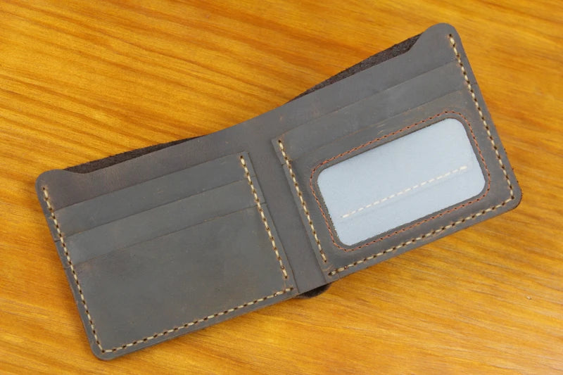 Luxury Handmade 100% Genuine Leather Men Wallet Purse Short Money Clip with Coin Pocket Male Money Bag Multi-Card Wallet Vintage