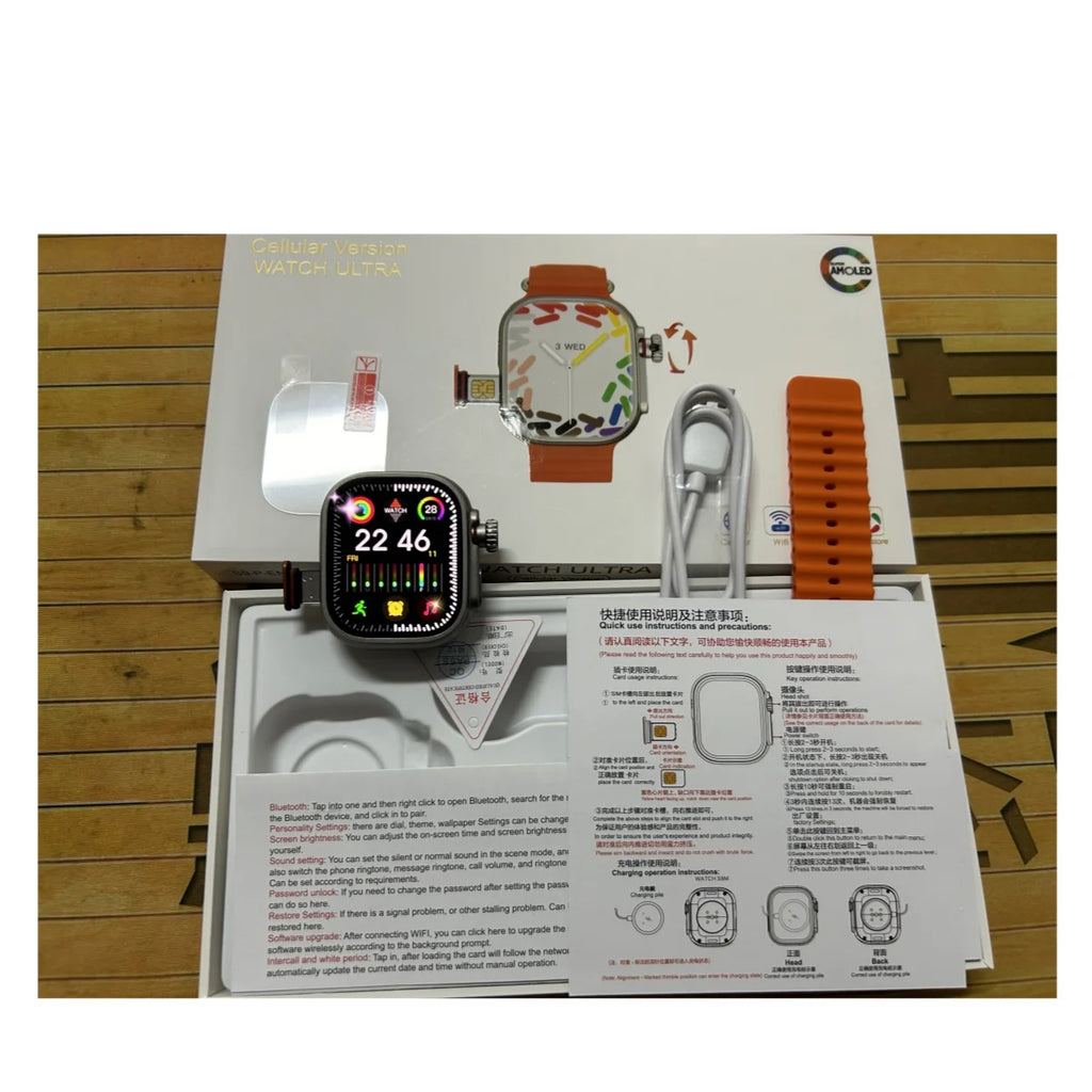 32+256GB 4G Smart Watch Android System With 2.2 inch Amoled Screen 800W Camera WiFi GPS 4g SIM card S10 Ultra Smartwatch For Men