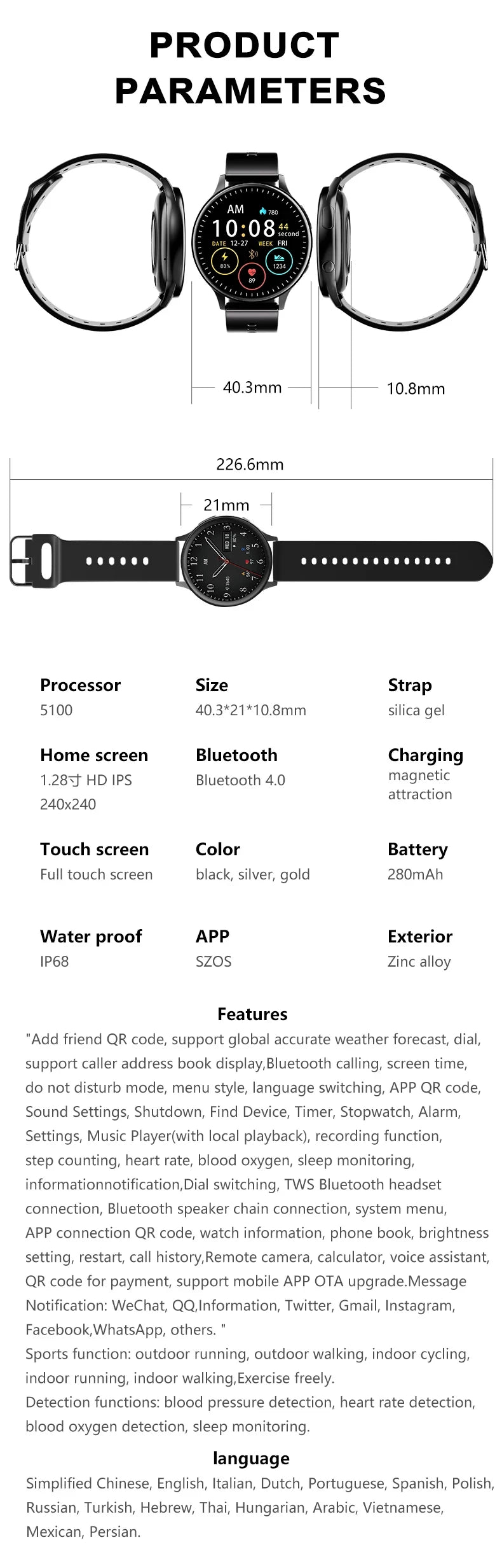 2026 New Women Bluetooth Call Smart Watch Heart Rate Blood Pressure Monitoring Smartwatches IP67 For Android IOS Men Smartwatch