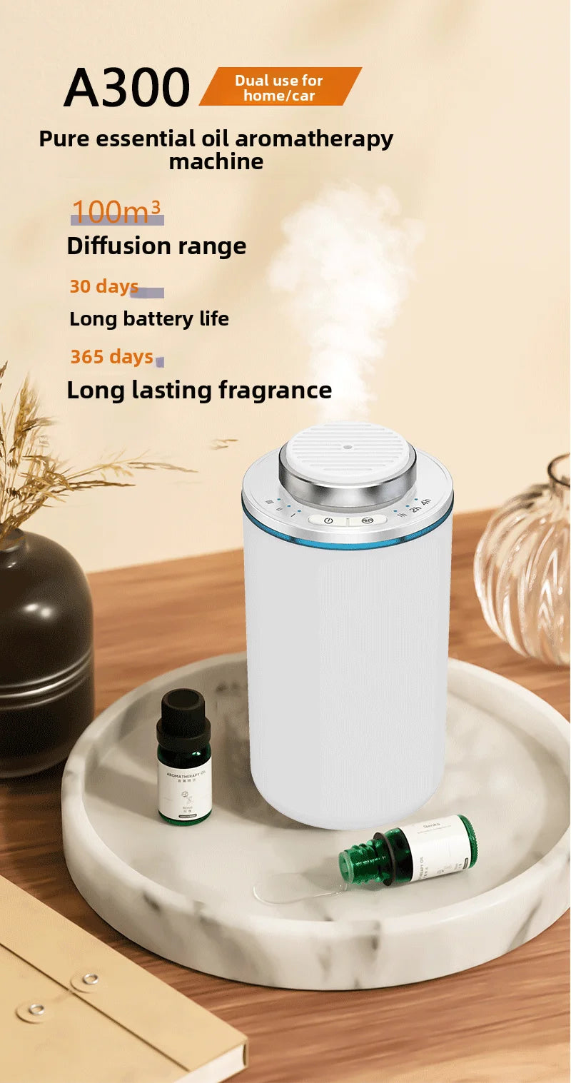 Mini Waterless Car Aroma Diffuser USB Rechargeable Portable Fragrance Scent Machine for Bedroom Toilet Spa