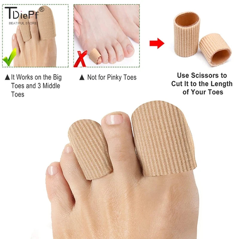 1Pc Toe Tube Corrector Bunions Corn Foot Pain Relief Orthotics Fabric Toe Tube Cover Protector Finger Toe Separator Hallux Valgu