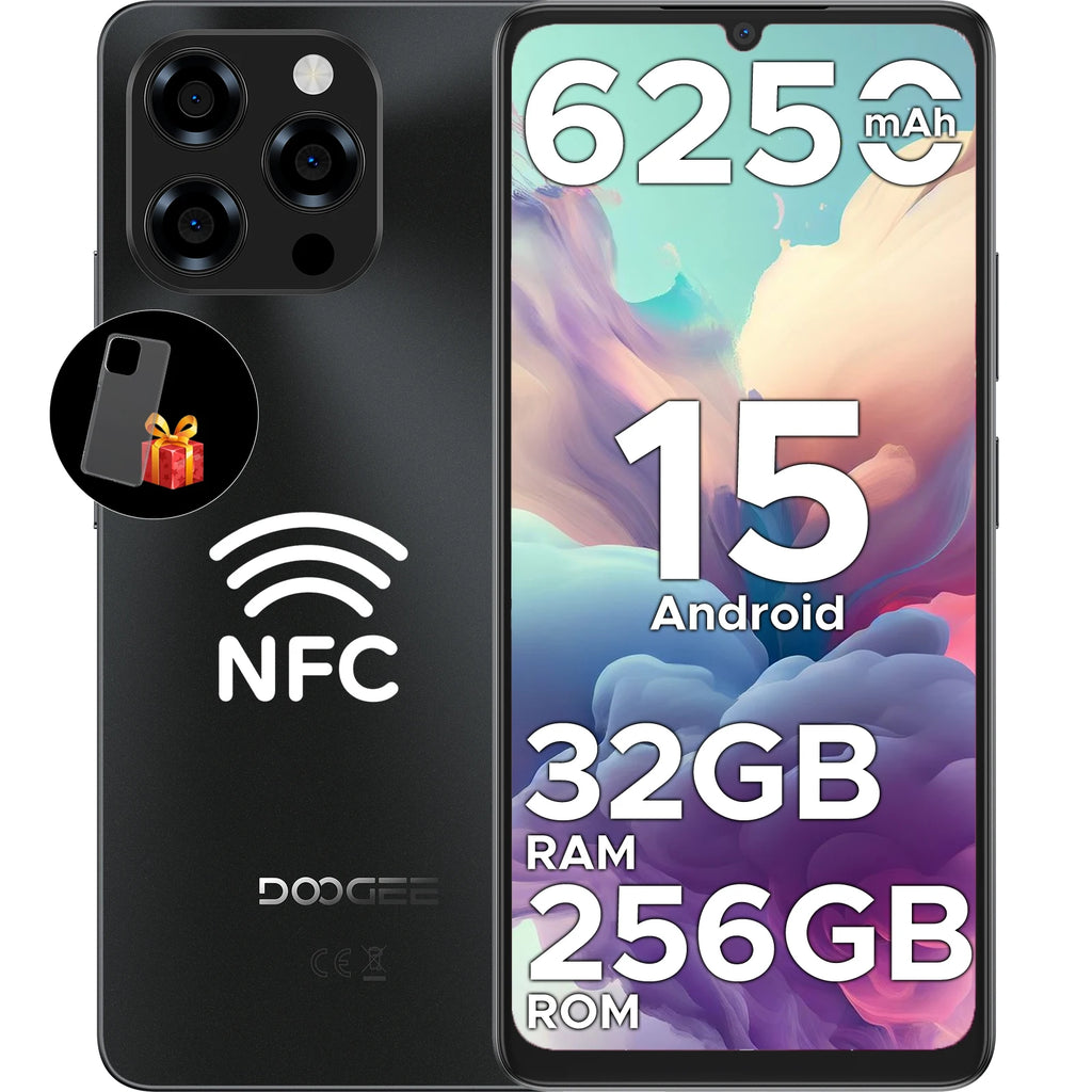 DOOGEE Note58 Pro Smartphone 6.75" HD+ Display 32GB(8+24) 256GB 6250mAh Battery NFC Widevine L1 Android 15 Mobile Phone