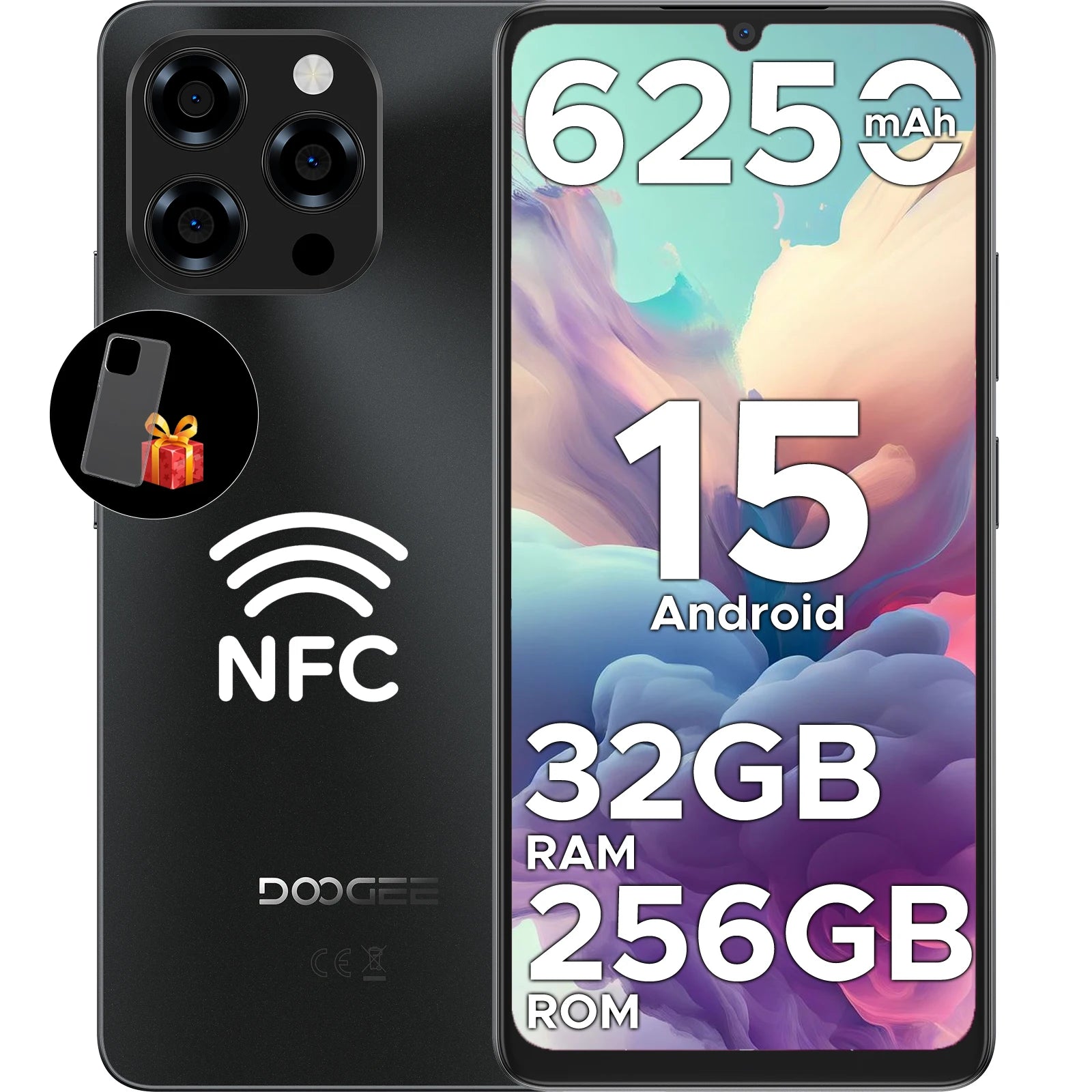 DOOGEE Note58 Pro Smartphone 6.75" HD+ Display 32GB(8+24) 256GB 6250mAh Battery NFC Widevine L1 Android 15 Mobile Phone