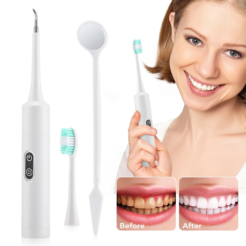 Electric Teeth Cleaner 6-gear Modes Portable Toothbrush Tartar Remover High Frequency Vibration Tartar Cleaning Whitening Teeth