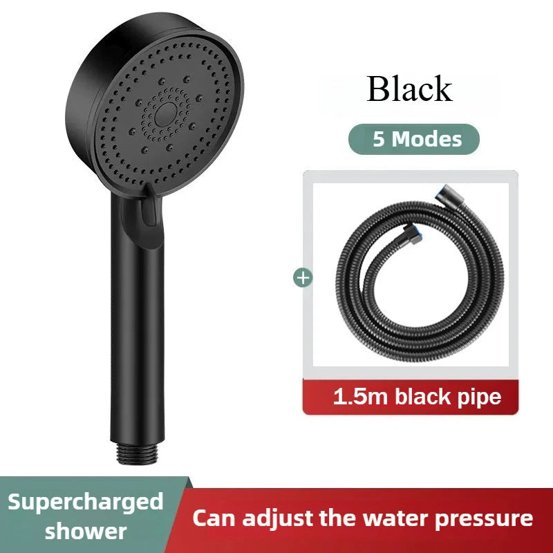 5 Modes Pressure Boost Shower Head Multifunction Adjustable Large Water Shower Nozzle Massage Bathroom Accessory