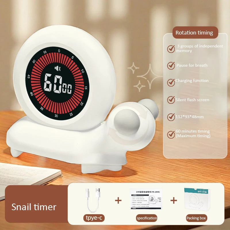 Creative Rotary Timer Visual Analog Timer Rechargeable 60 Minutes Countdown Kids Study Silent Timer for Cooking Shower Study