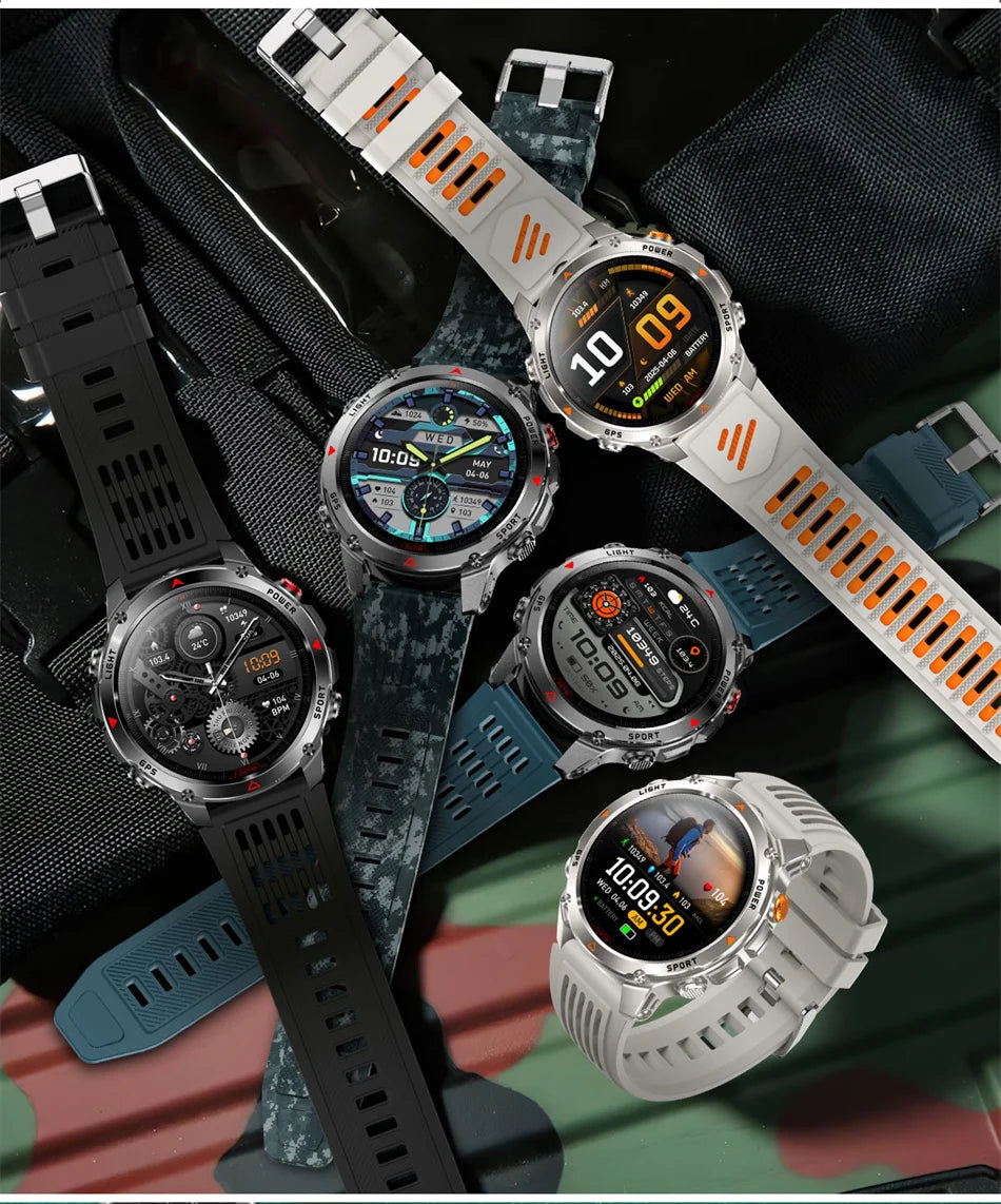 T-Rex 3 Built-in Dual-band GPS Smart Watch Men Smartwatch Compass Altimeter Barometric 5ATM IP69K Waterproof AMOLED HD Watches