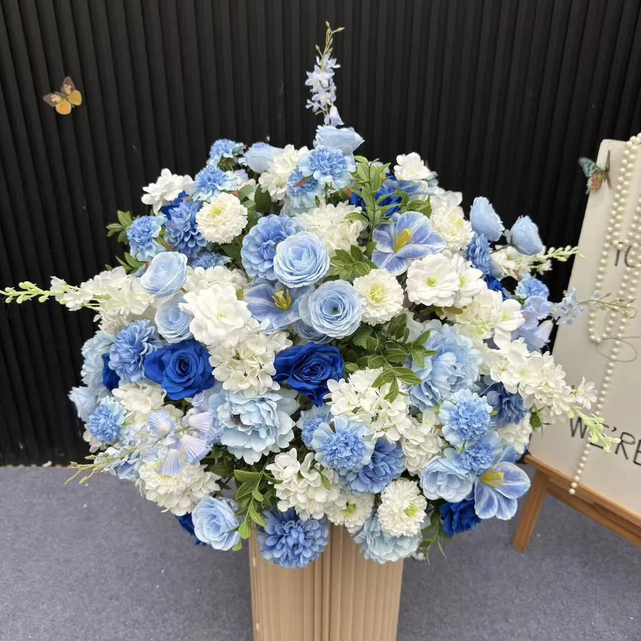 Blue Color Artificial Flower Ball Table Centerpieces Floral Arrangement Wedding Decoration Marriage Flower Bouquet Event Decor